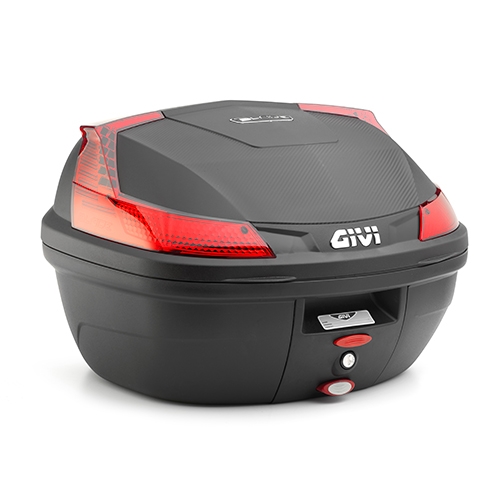 GIVI B37 Blade topkoffer, Topkoffers en zijkoffers voor de moto, rode reflectoren, zwarte cover